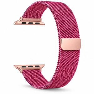 Wine Red Stainless Steel Watch Strap