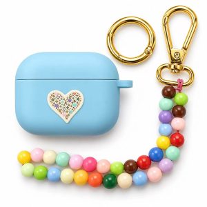 Heart Pattern AirPods Case with Beaded Strap